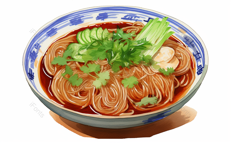 陕西特色美食荞面饸饹,水彩手绘插画,插画/手绘图,插画/手绘图库,插画/手绘图下载,插画/手绘